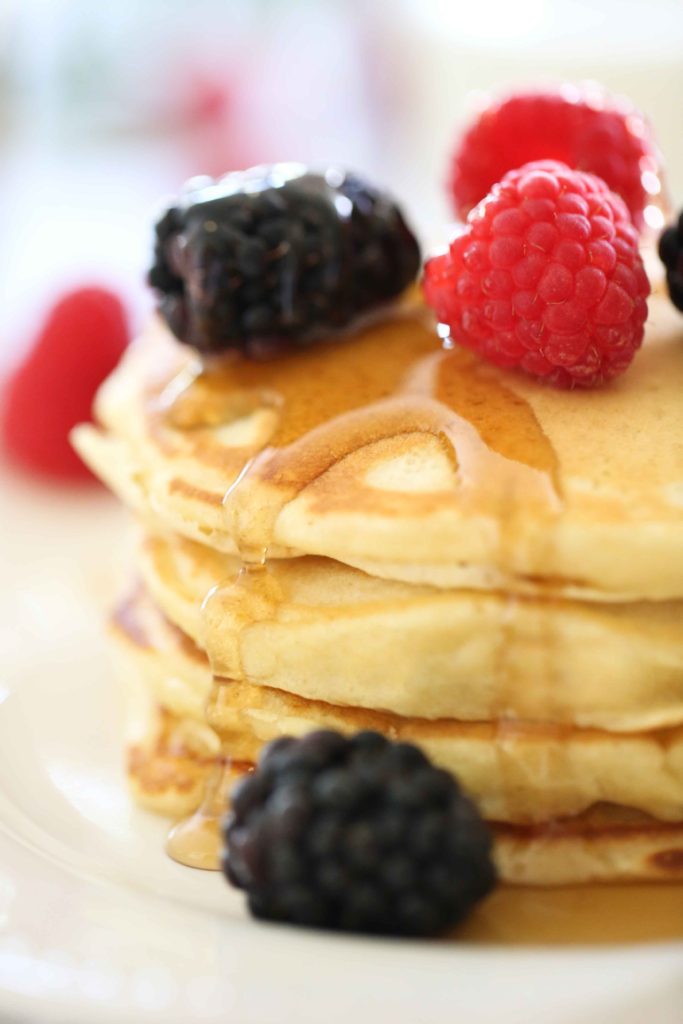 Gorgeous Buttermilk Pancakes with maple syrup