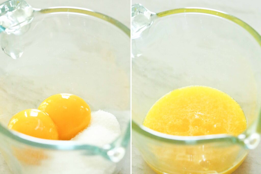 Egg yolks and sugar for chocolate frozen custard