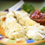Shredded Chicken Enchiladas in Green Chile Sauce