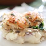 Skillet Chicken Thighs with Mushroom and Spinach Sauce