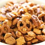 Bowl of Nutty Caramel Chex Mix