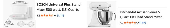 Bosch and KitchenAid Mixers